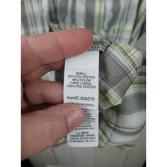 L.L. Bean Men's XL S/S Shirt Vented Grey Yellow Plaid Activewear lightweight - Picture 6 of 9